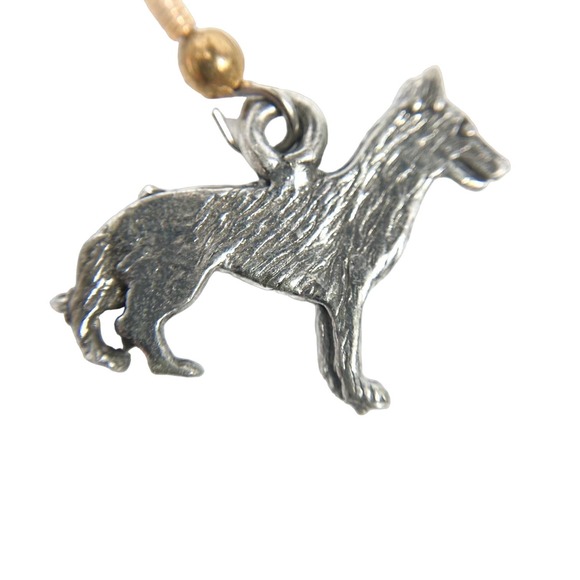 Mirrored Pair of German Shepherd Charm Earrings w silver tone Fishhook backs - Picture 3 of 4